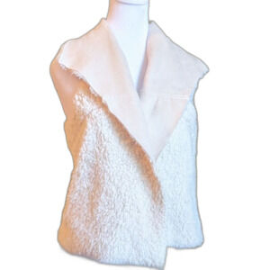 Reversible Faux Sherpa Suede Open Vest Ivory Cream Cabincore Size Medium